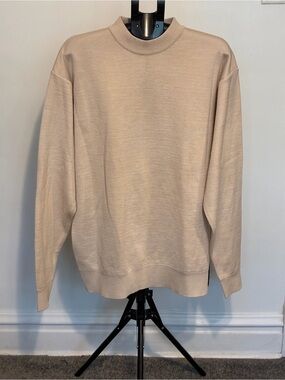 Vintage oatmeal mock neck knit pullover sweatshirt size 2XL